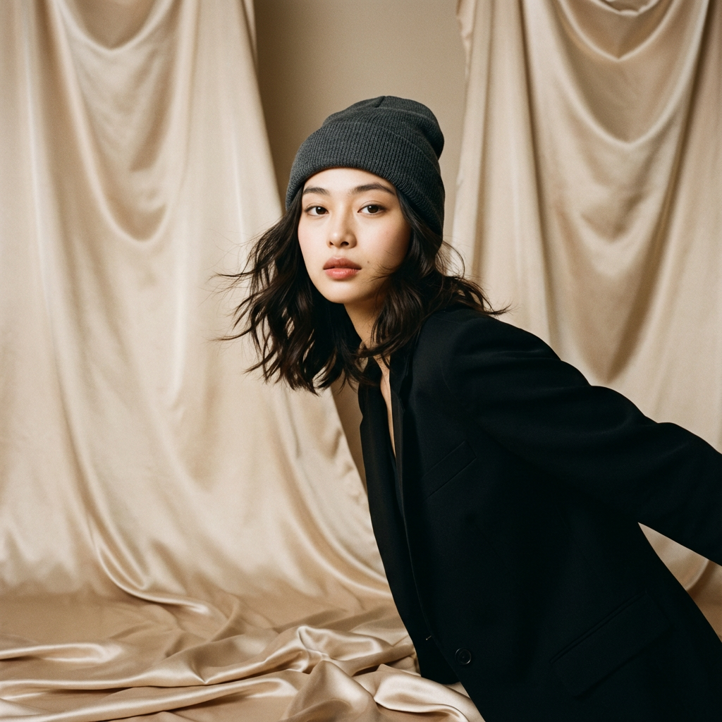 Bonnet d’hiver doublé en satin