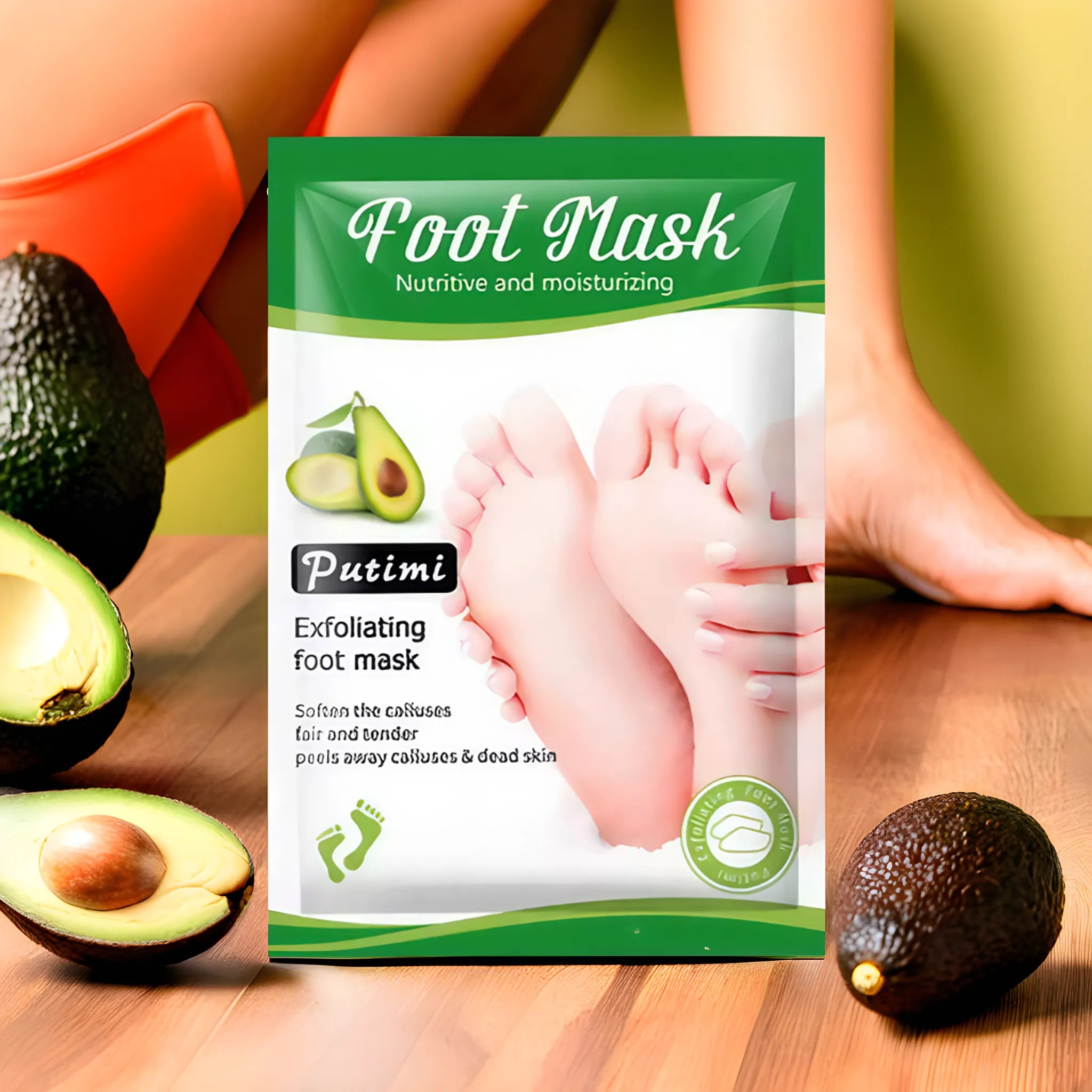 Masque exfoliant pour pieds à l’avocat