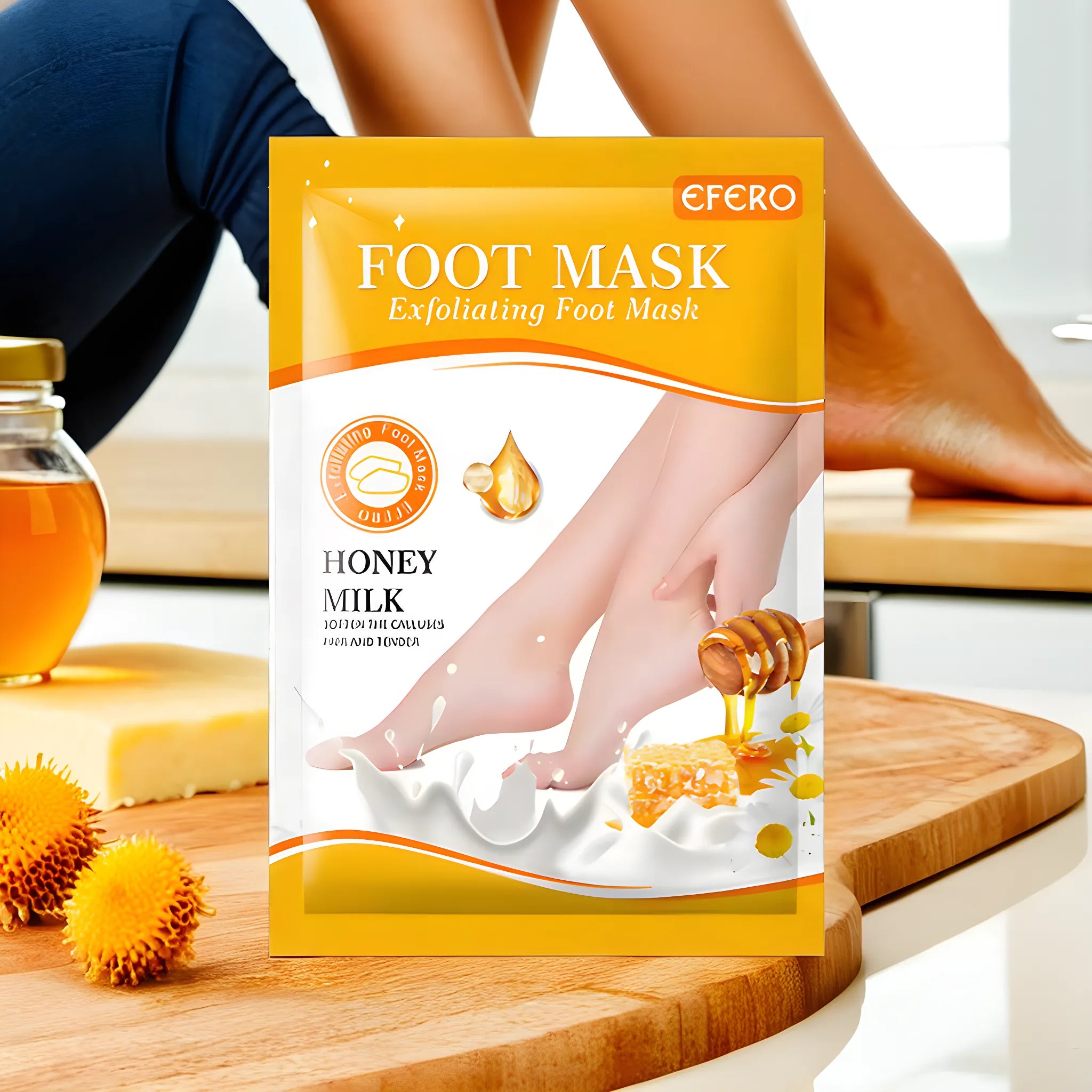 Masque exfoliant pour pieds au miel
