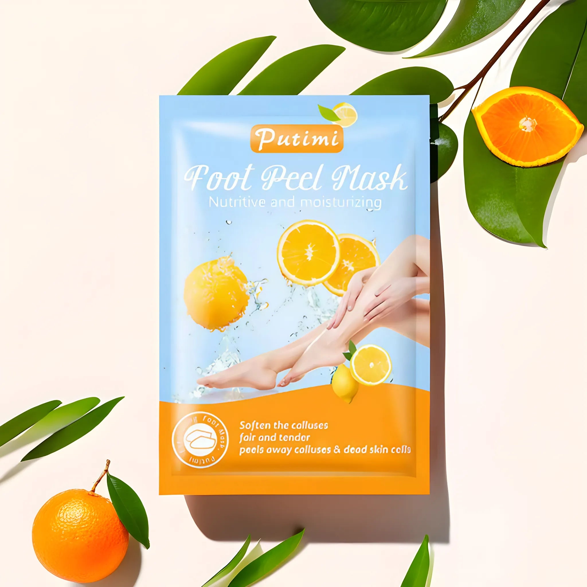 Masque exfoliant pour pieds à l’orange