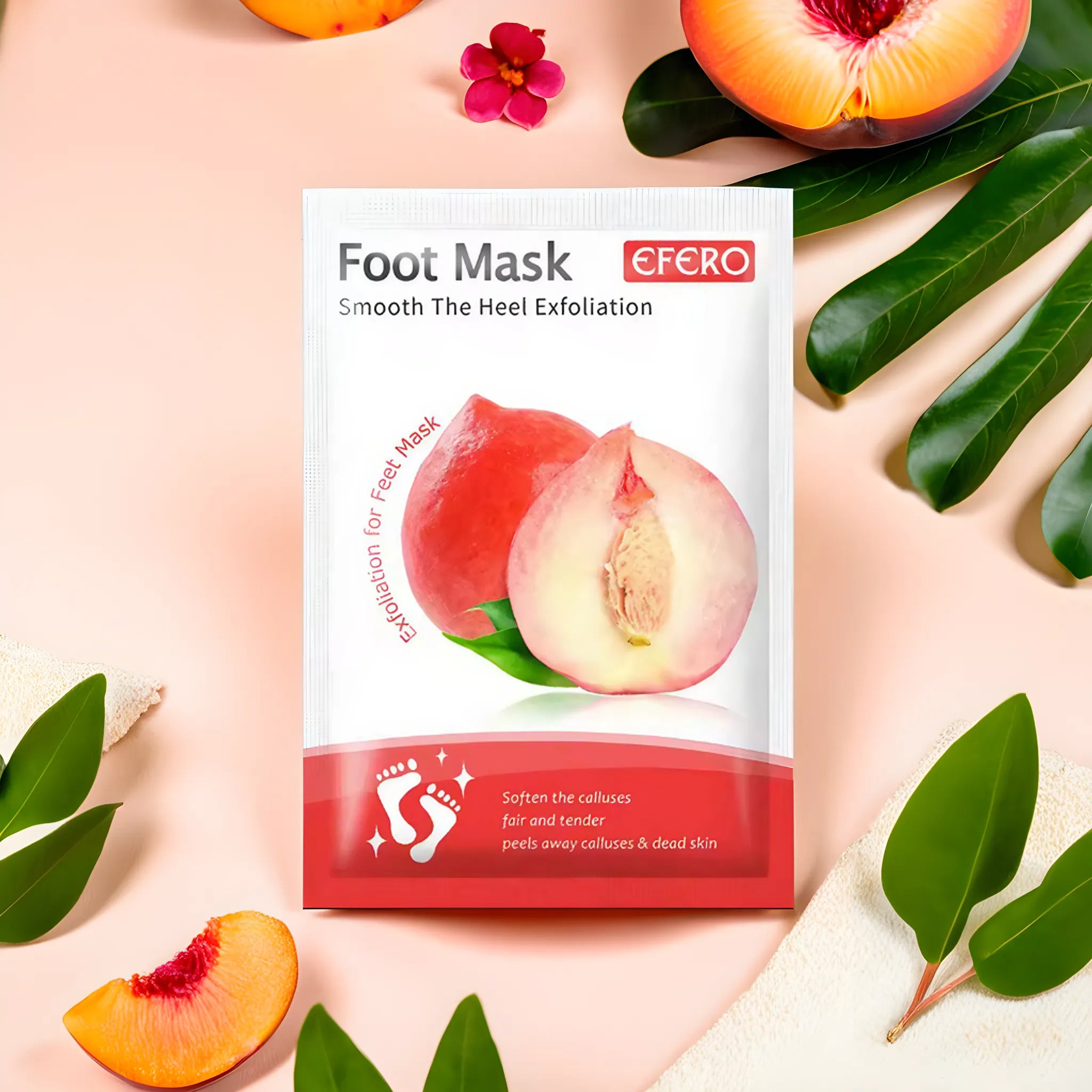 Masque exfoliant pour pieds à la pêche
