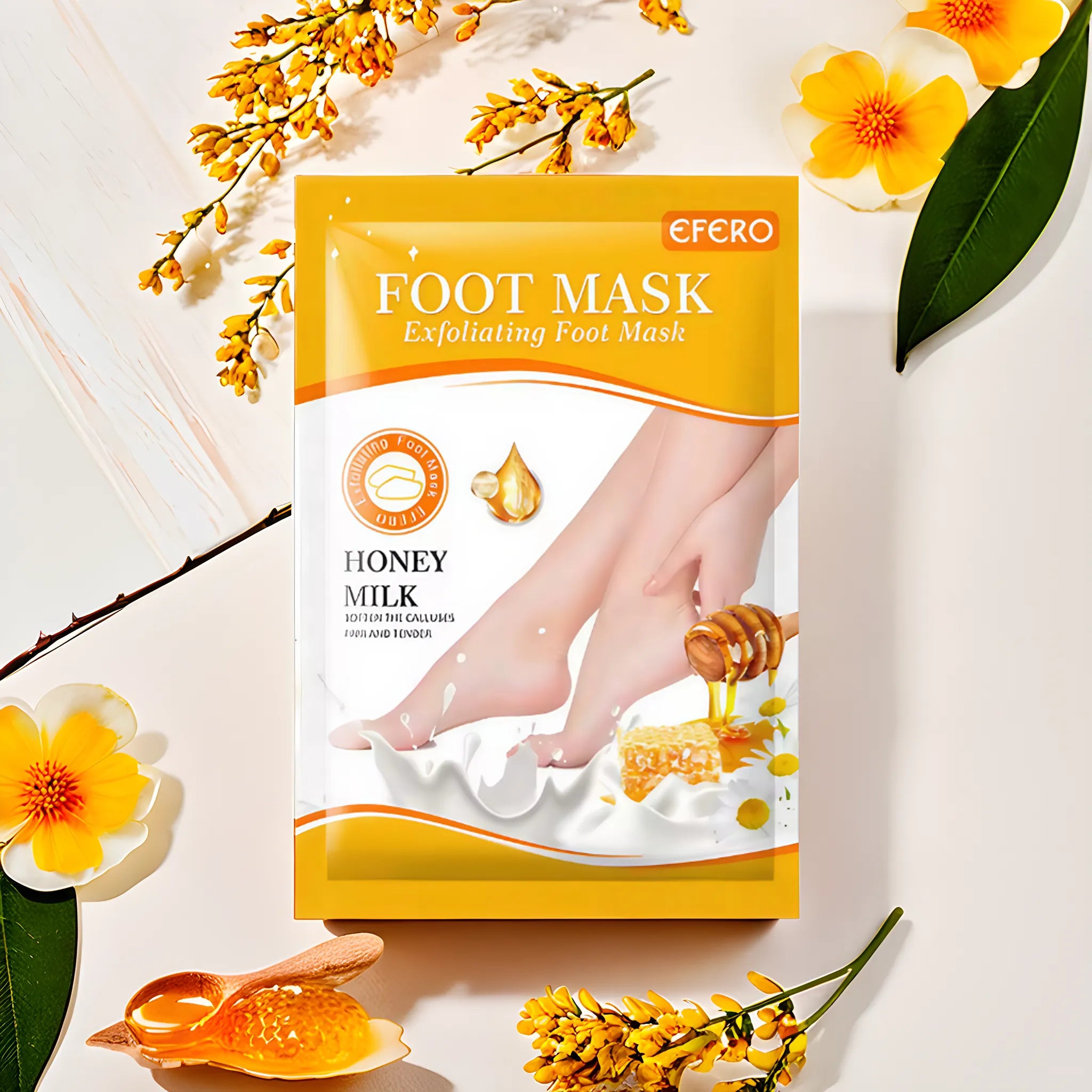 Masque exfoliant pour pieds au miel