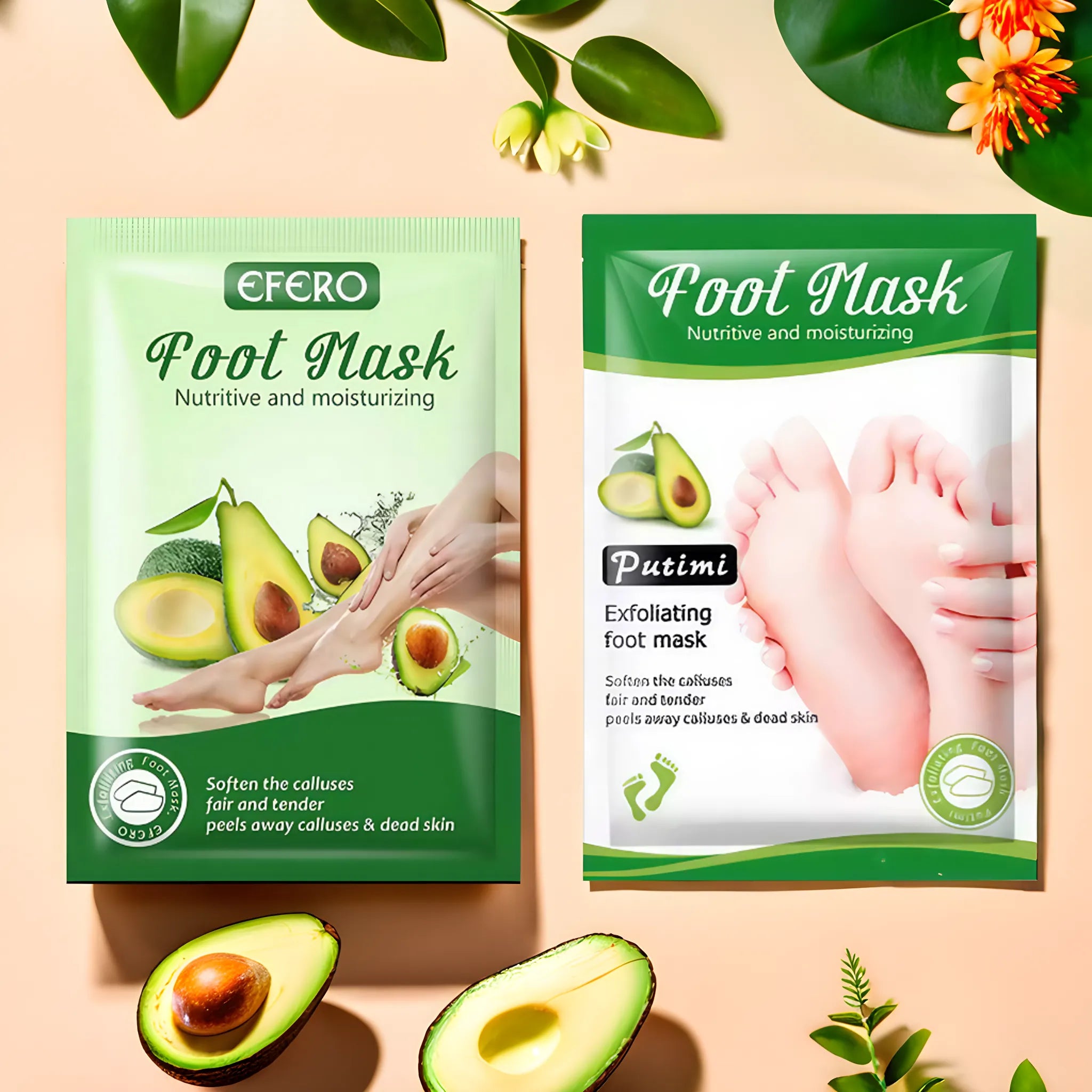 Masque exfoliant pour pieds à l’avocat