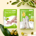 Masque exfoliant pour pieds à l’olive