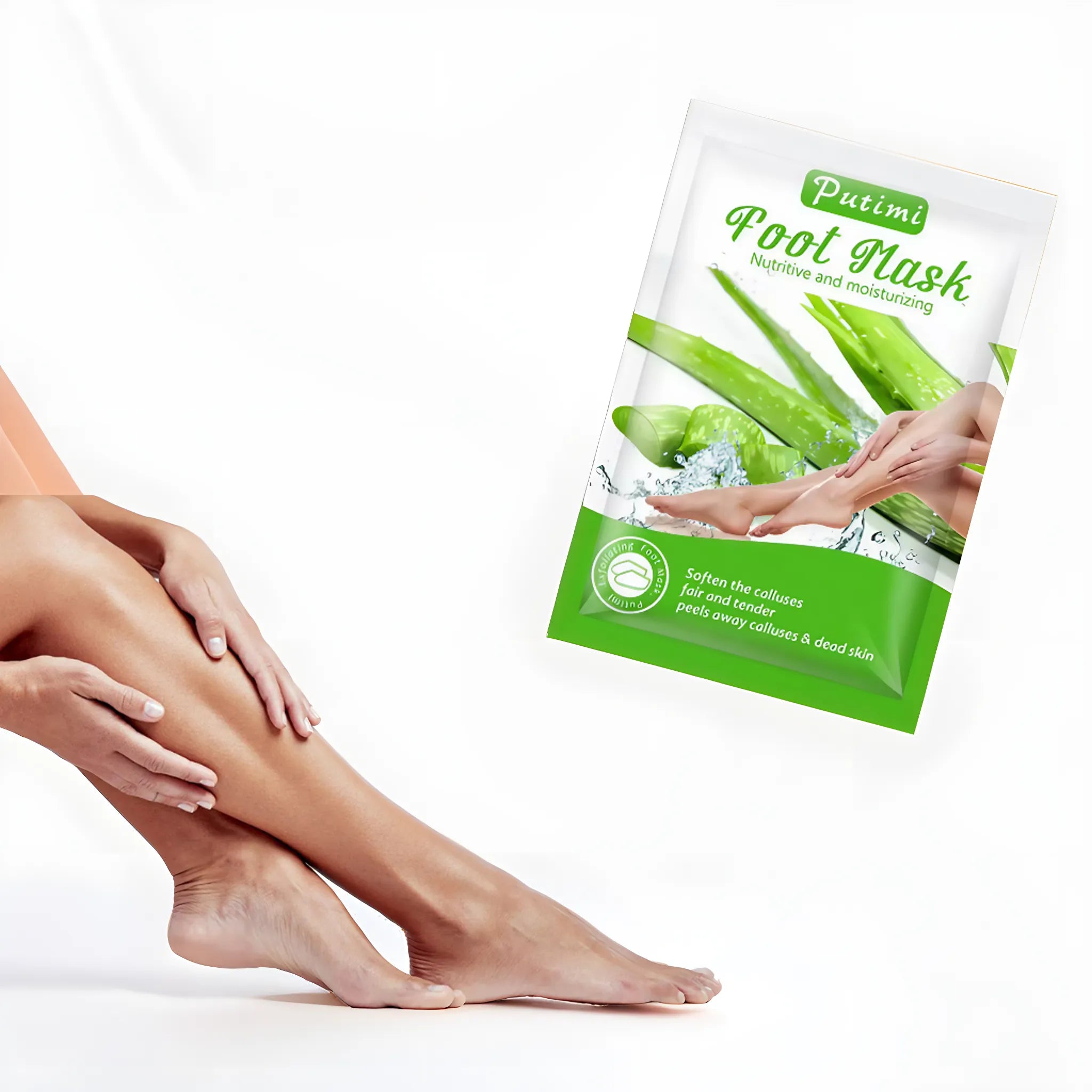 Masque exfoliant pour pieds à l’aloe vera