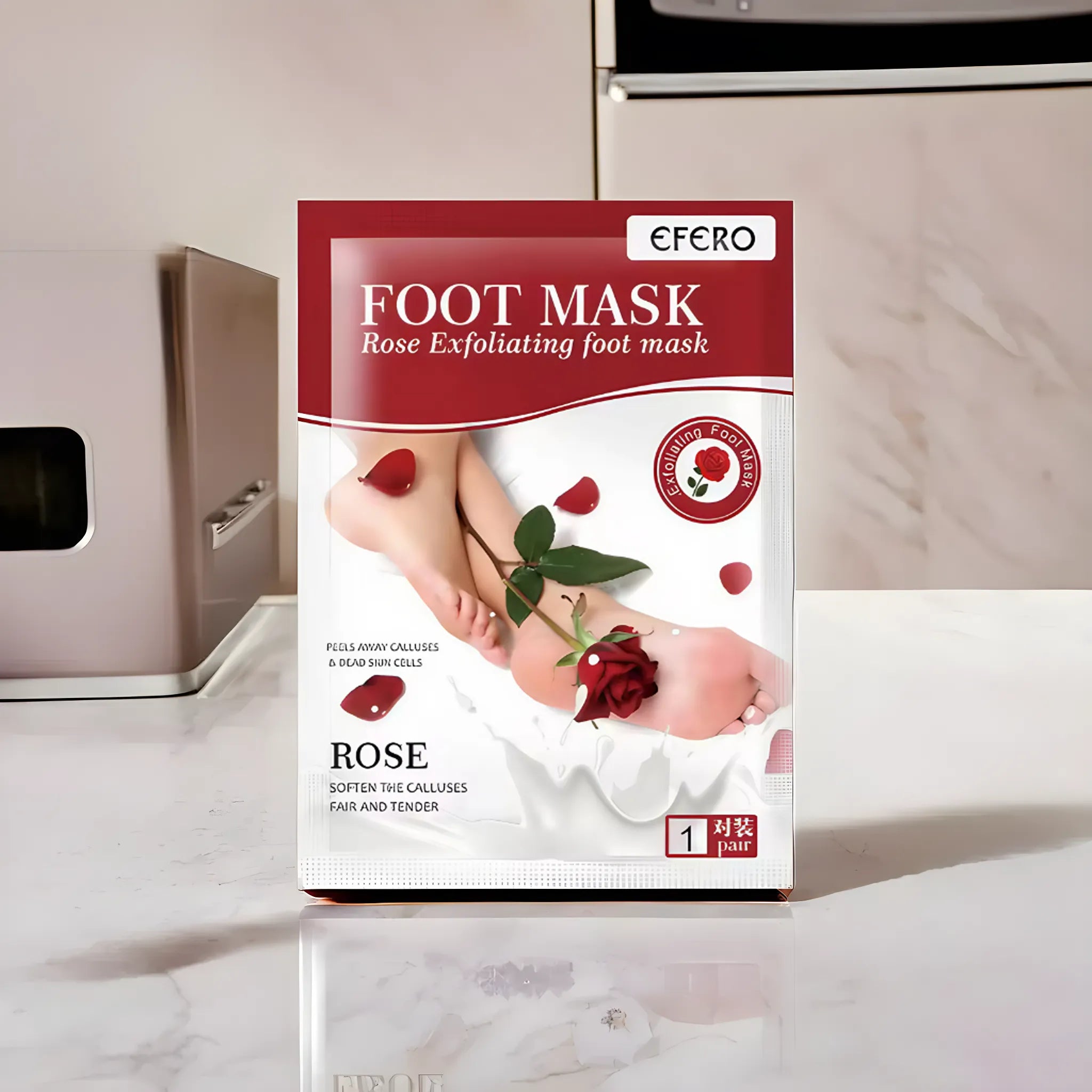 Masque exfoliant pour pieds à la rose