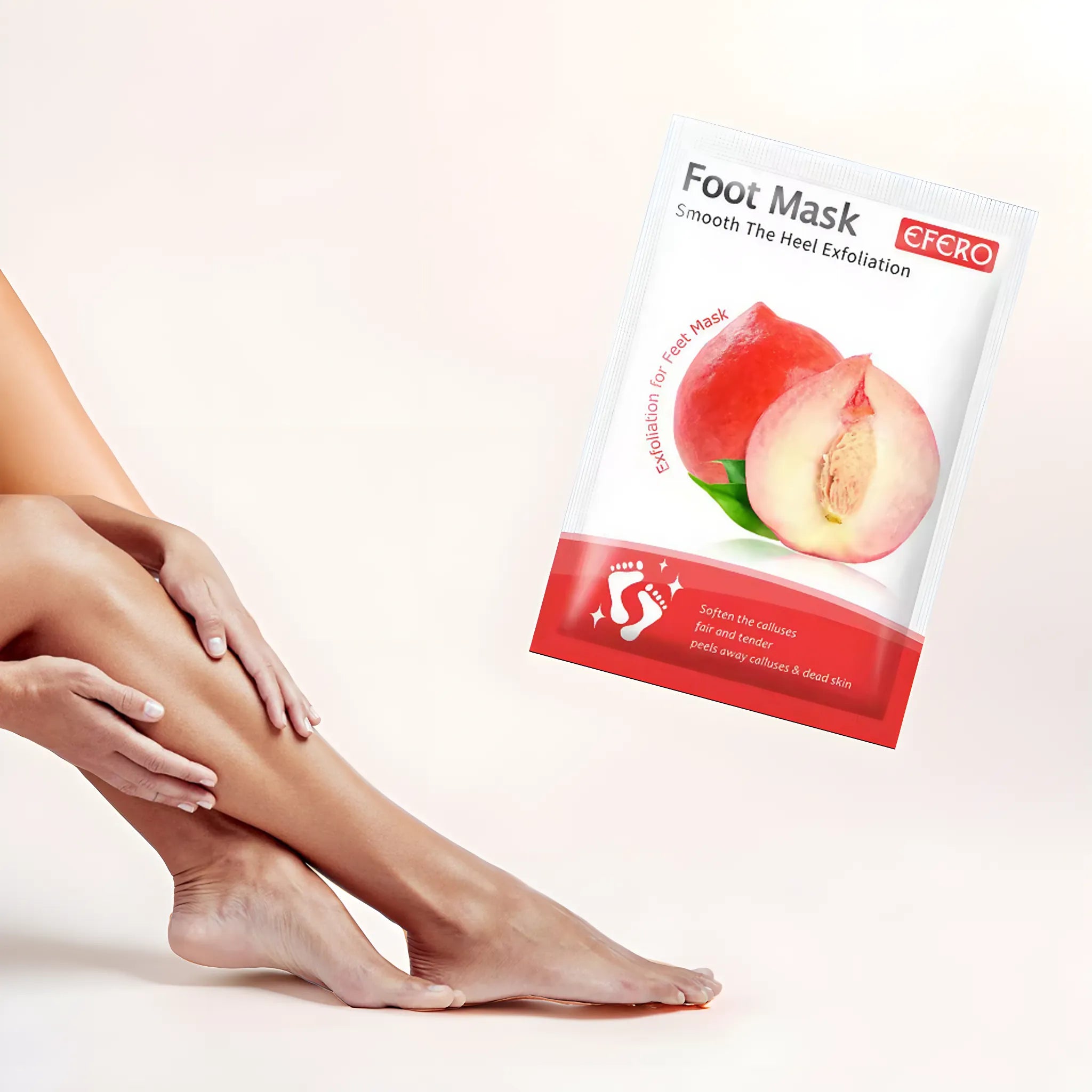 Masque exfoliant pour pieds à la pêche