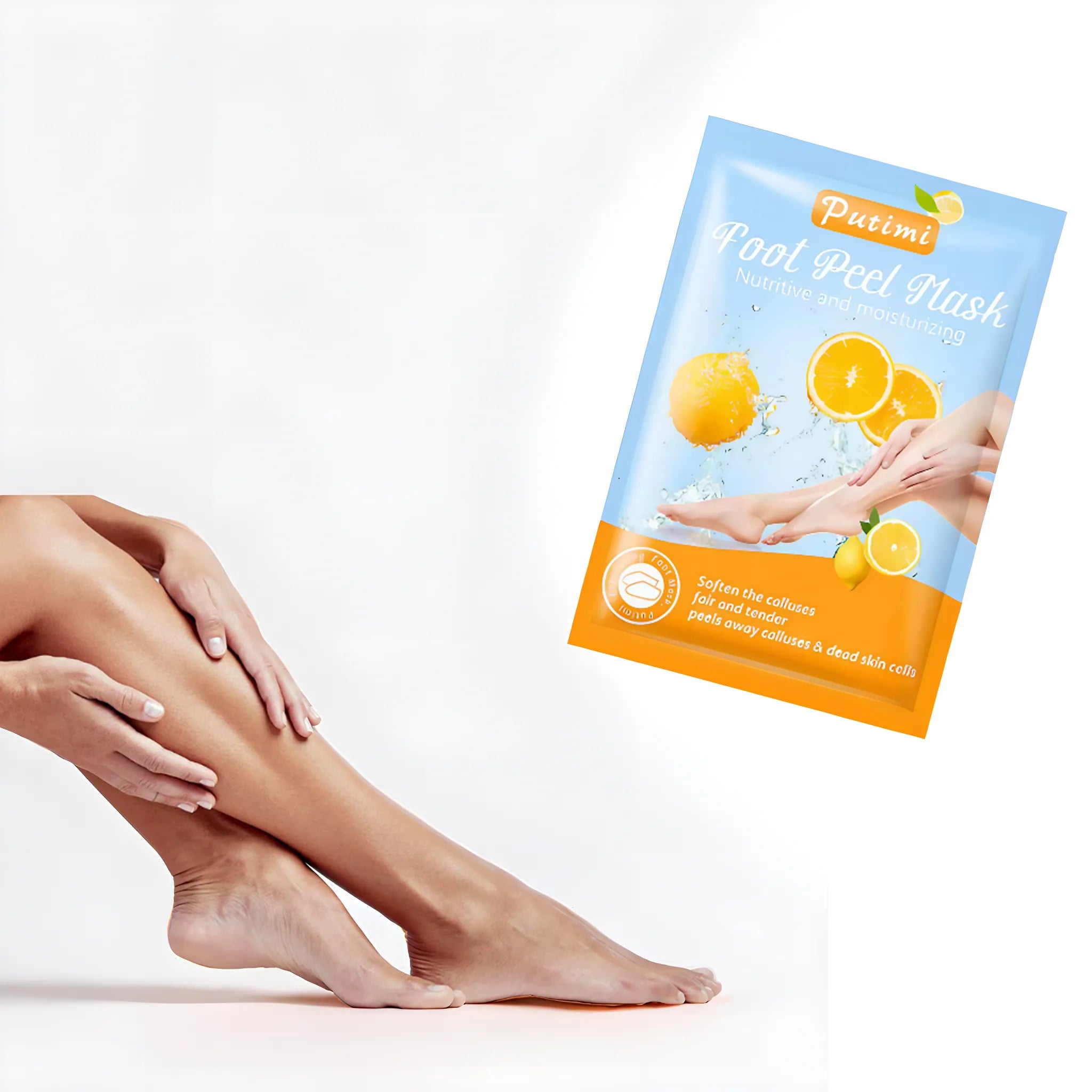 Masque exfoliant pour pieds à l’orange