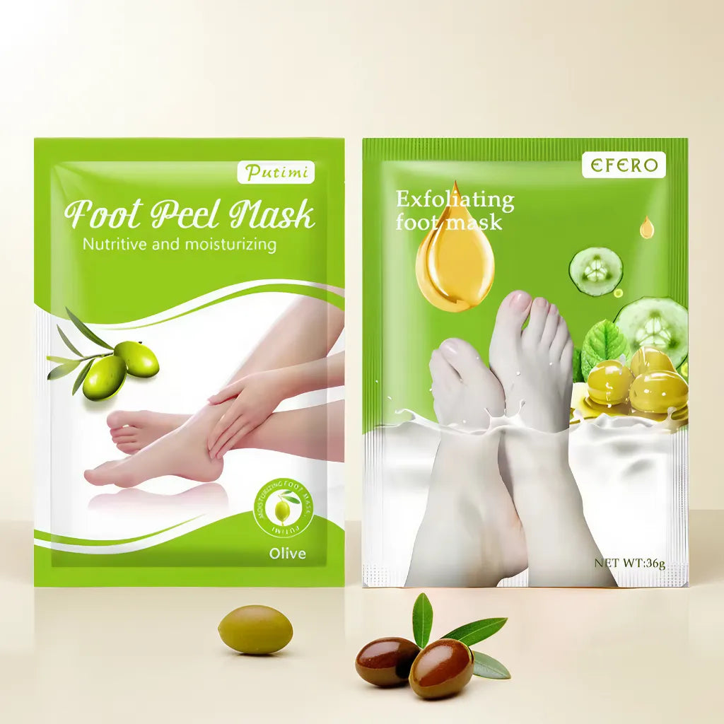 Masque exfoliant pour pieds à l’olive