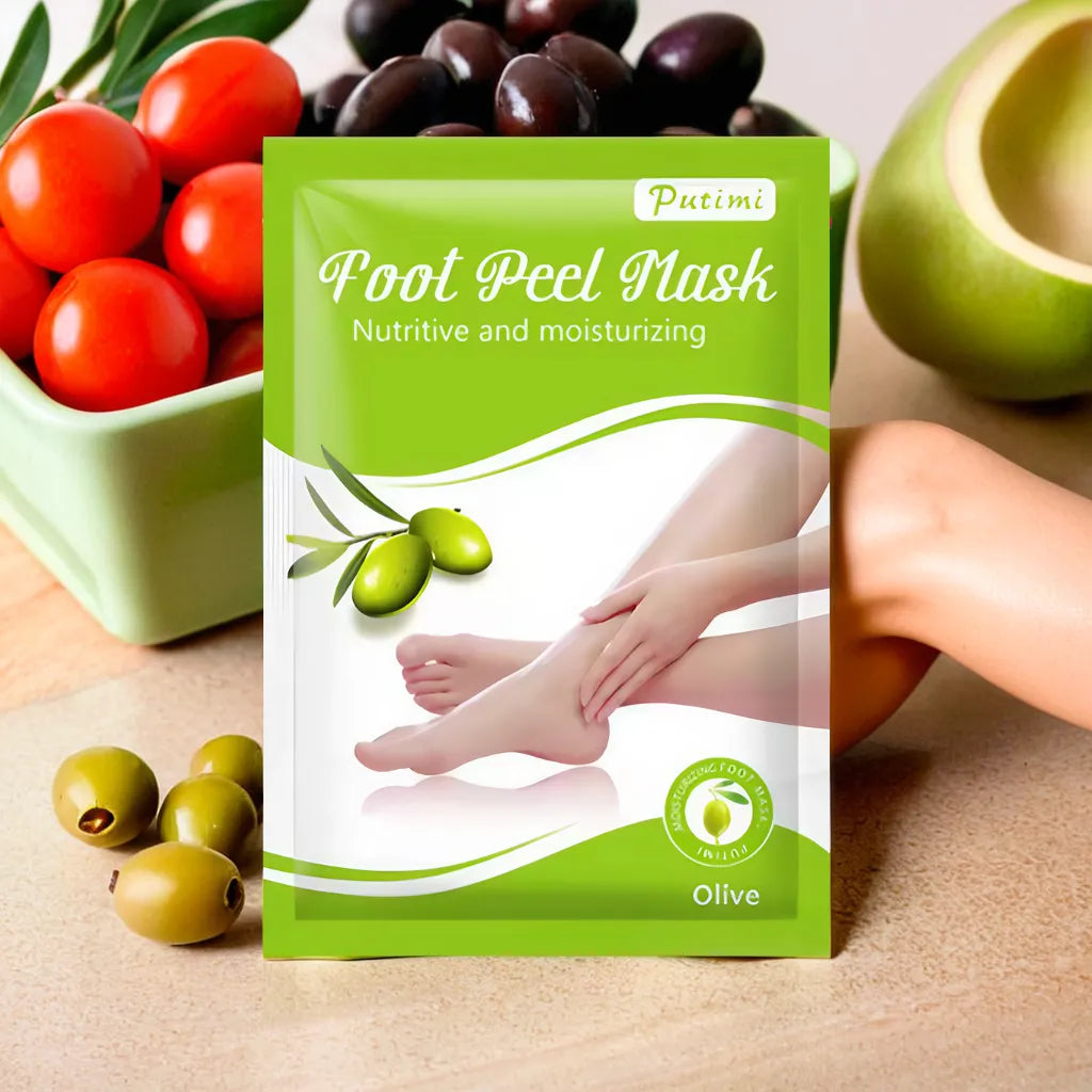 Masque exfoliant pour pieds à l’olive