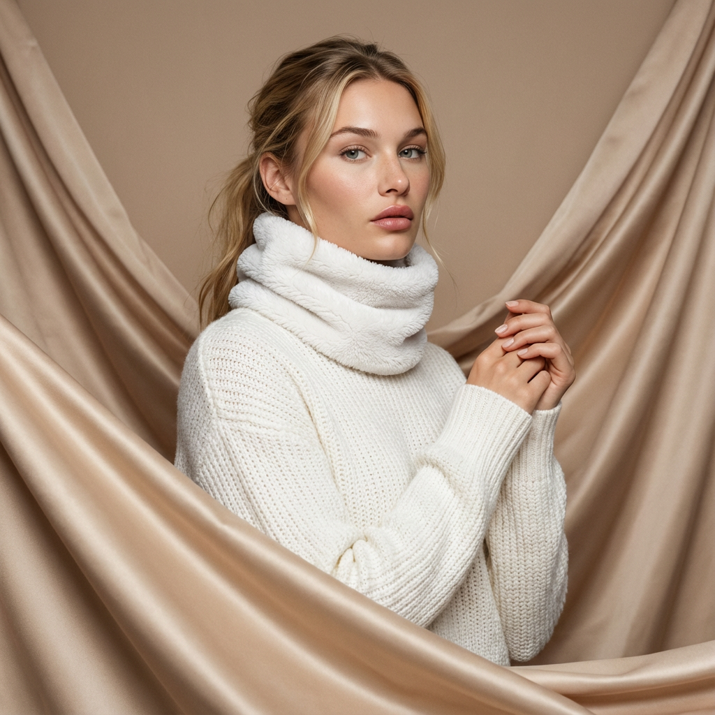 Cache‑cou polaire blanc neige