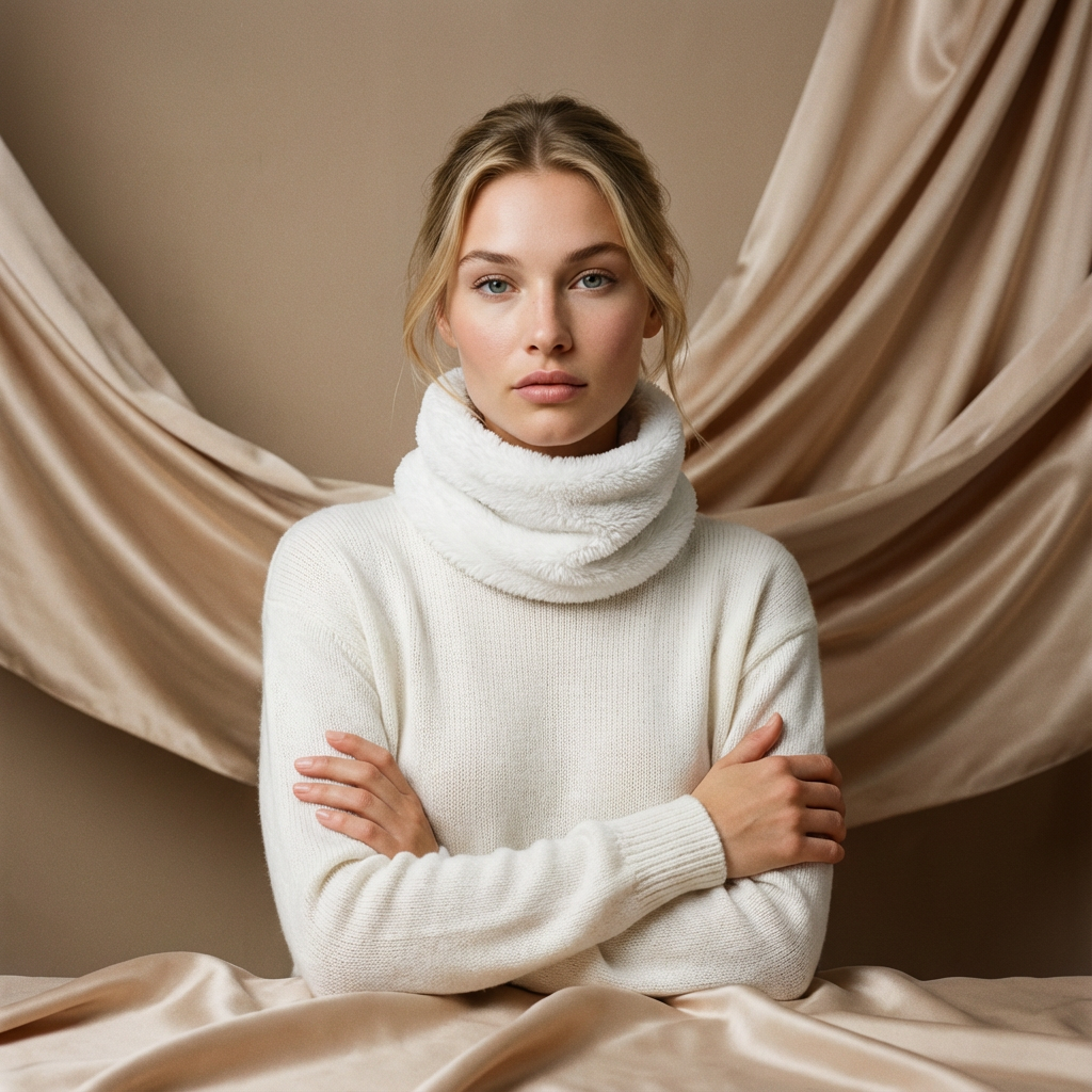 Cache‑cou polaire blanc neige