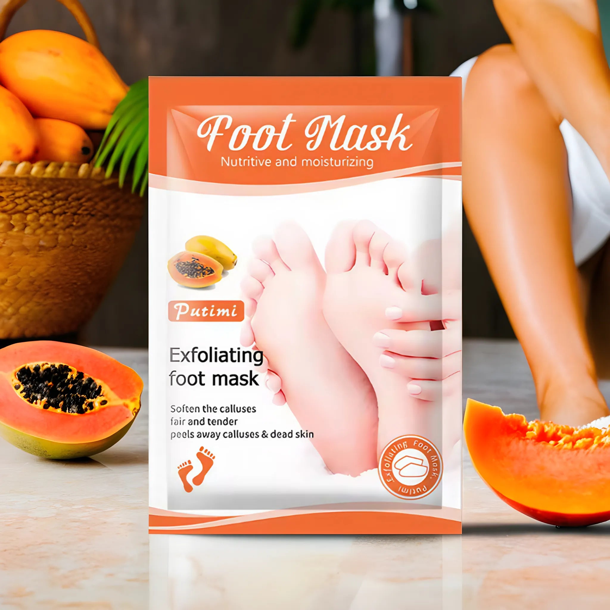 Masque exfoliant pour pieds à la papaye