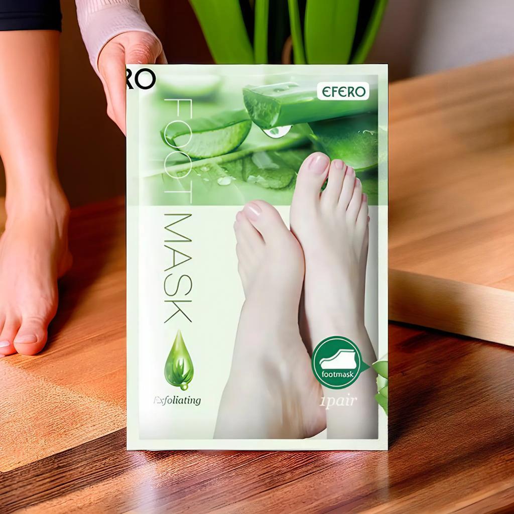 Masque exfoliant pour pieds à l’aloe vera